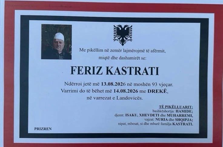 Njoftim për vdekjen