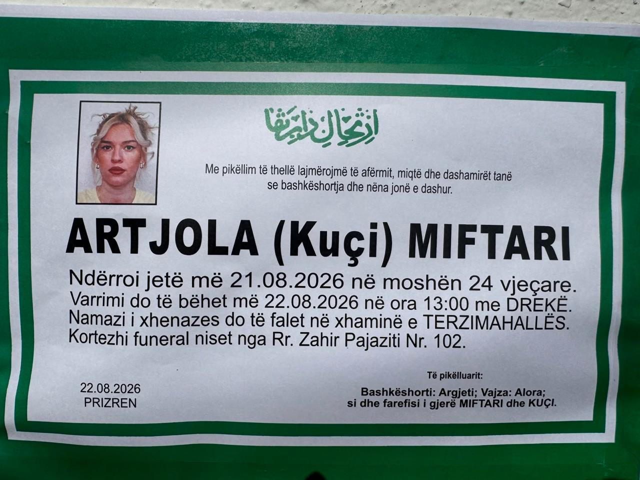Njoftim për vdekjen