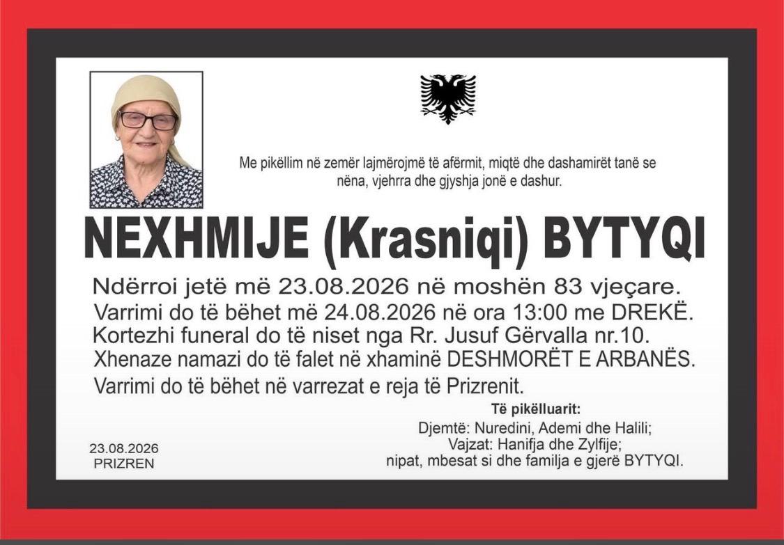 Njoftim për vdekjen