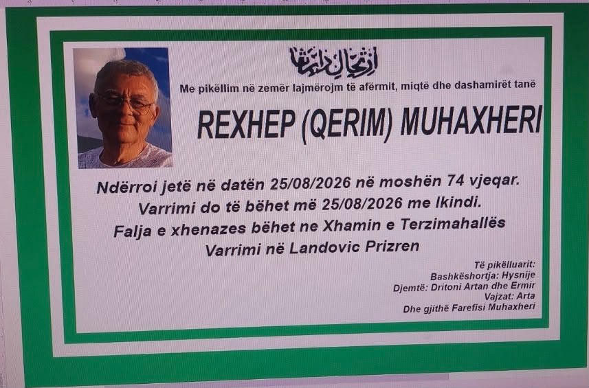 Njoftim për vdekjen