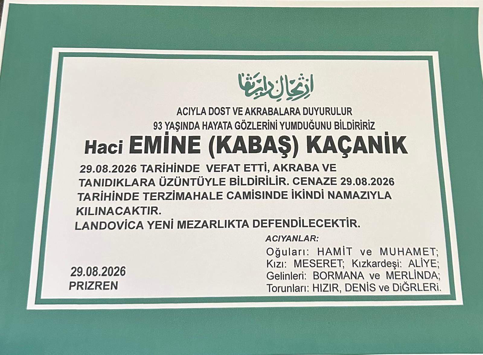 Njoftim për vdekjen
