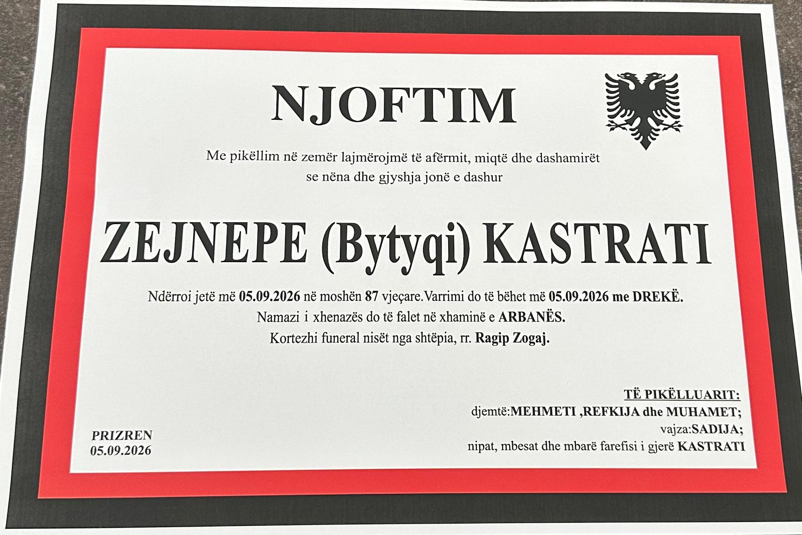 Njoftim për vdekjen