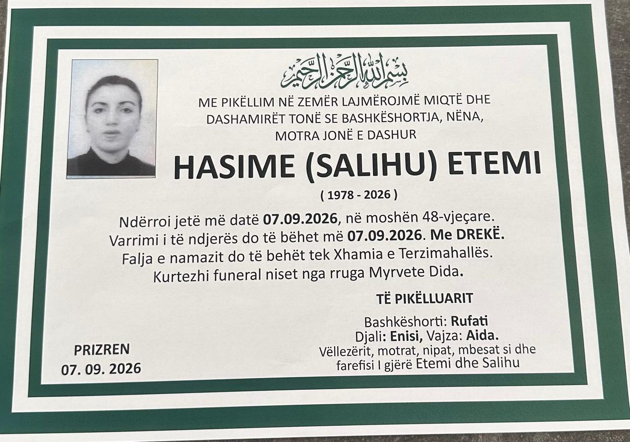 Njoftim për vdekjen