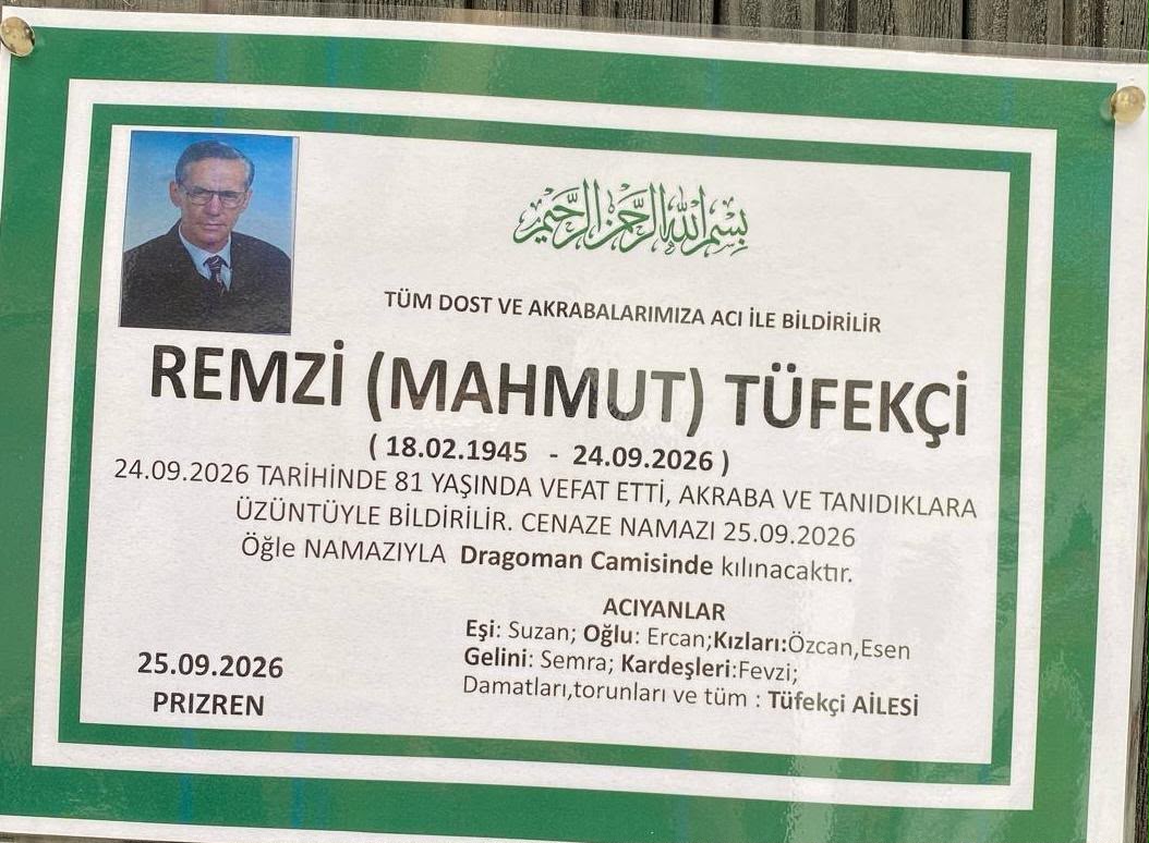 Njoftim për vdekjen