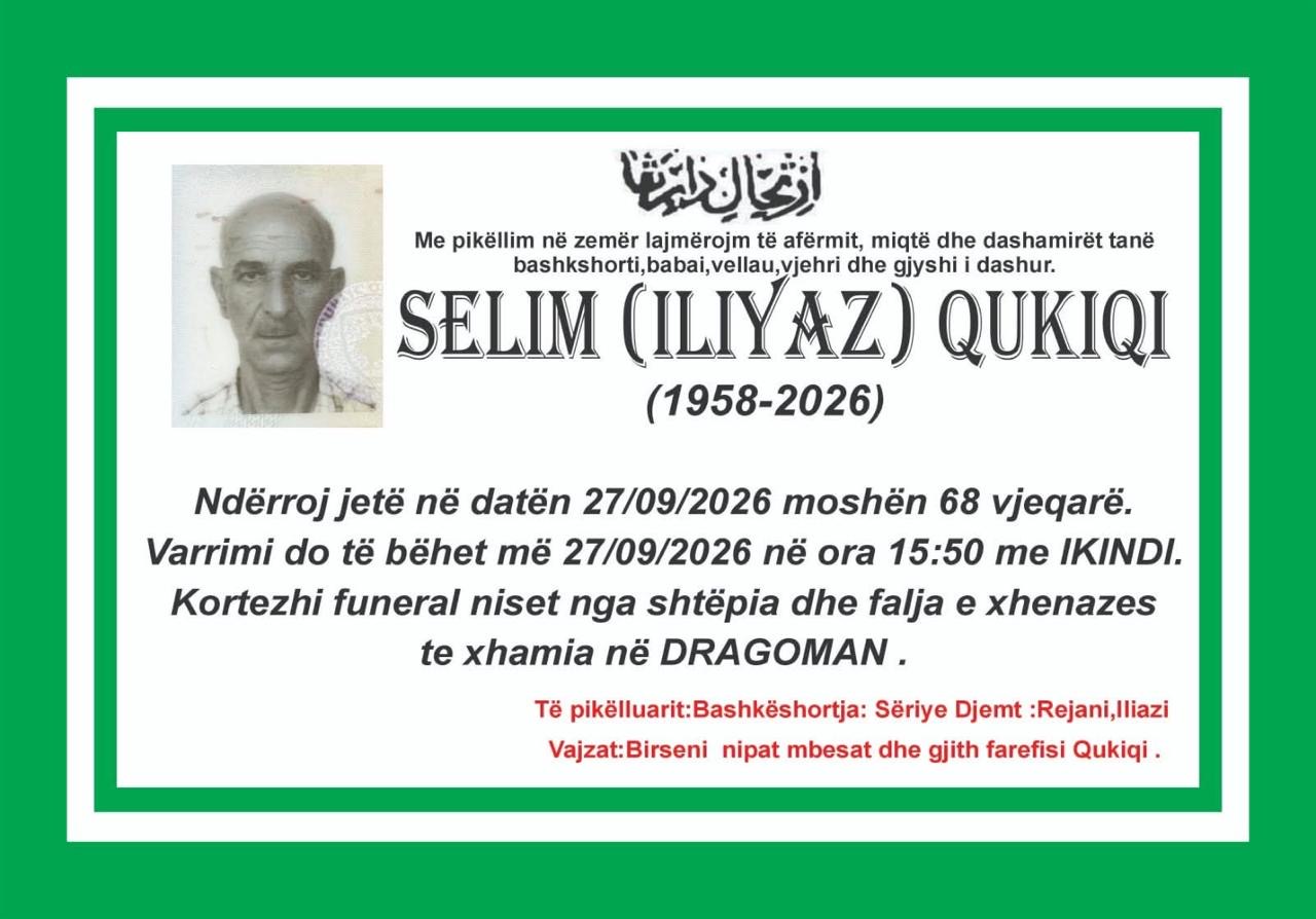Njoftim për vdekjen