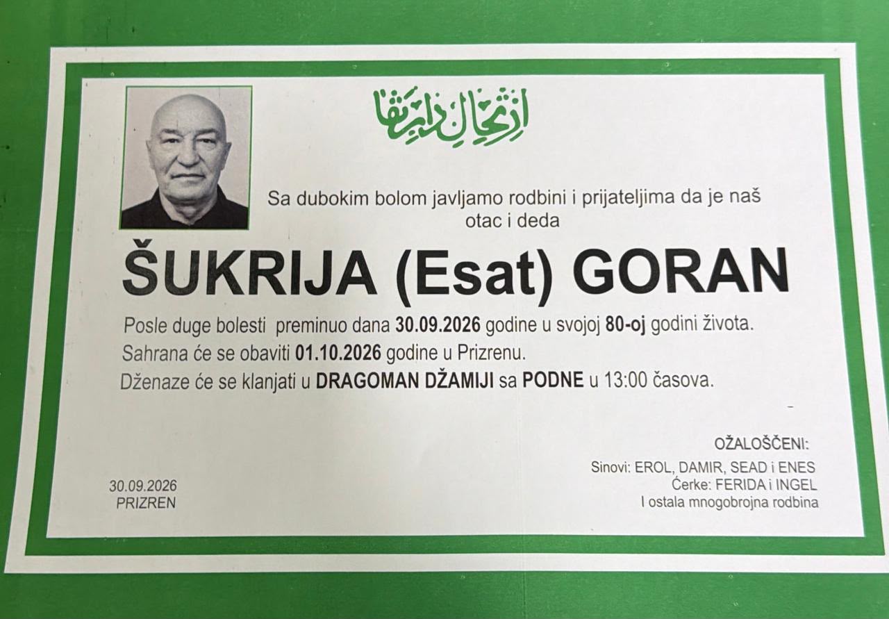 Njoftim për vdekjen