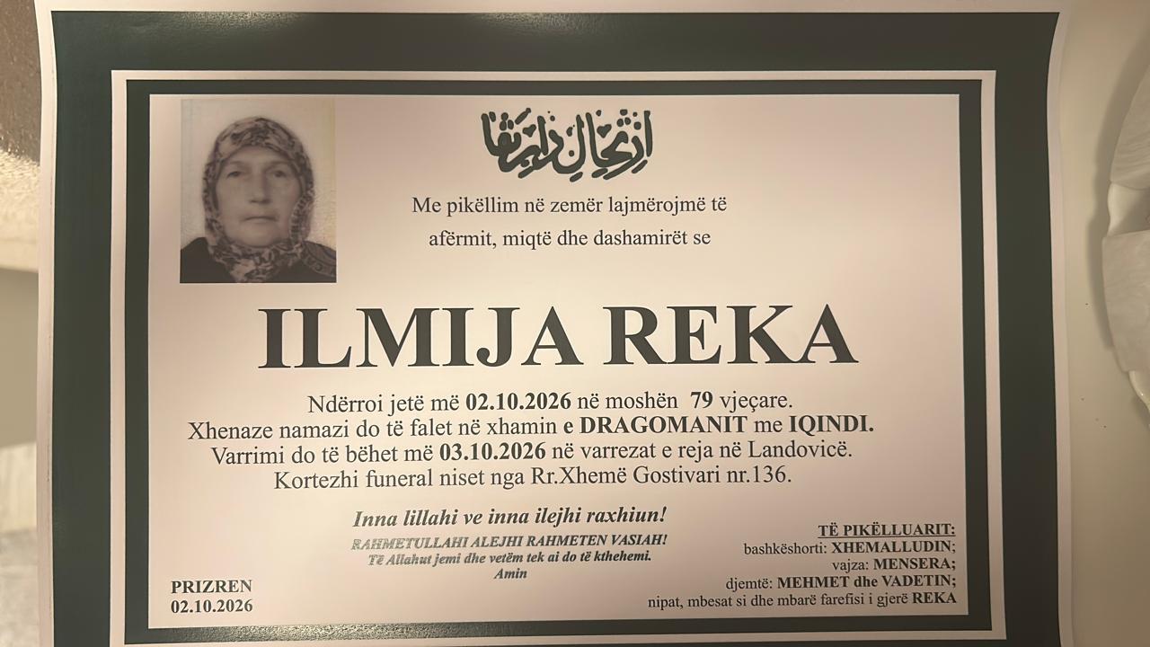 Njoftim për vdekjen