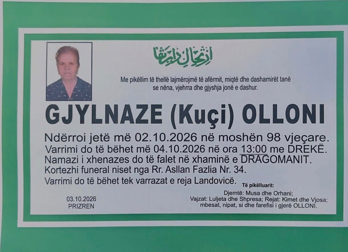 Njoftim për vdekjen
